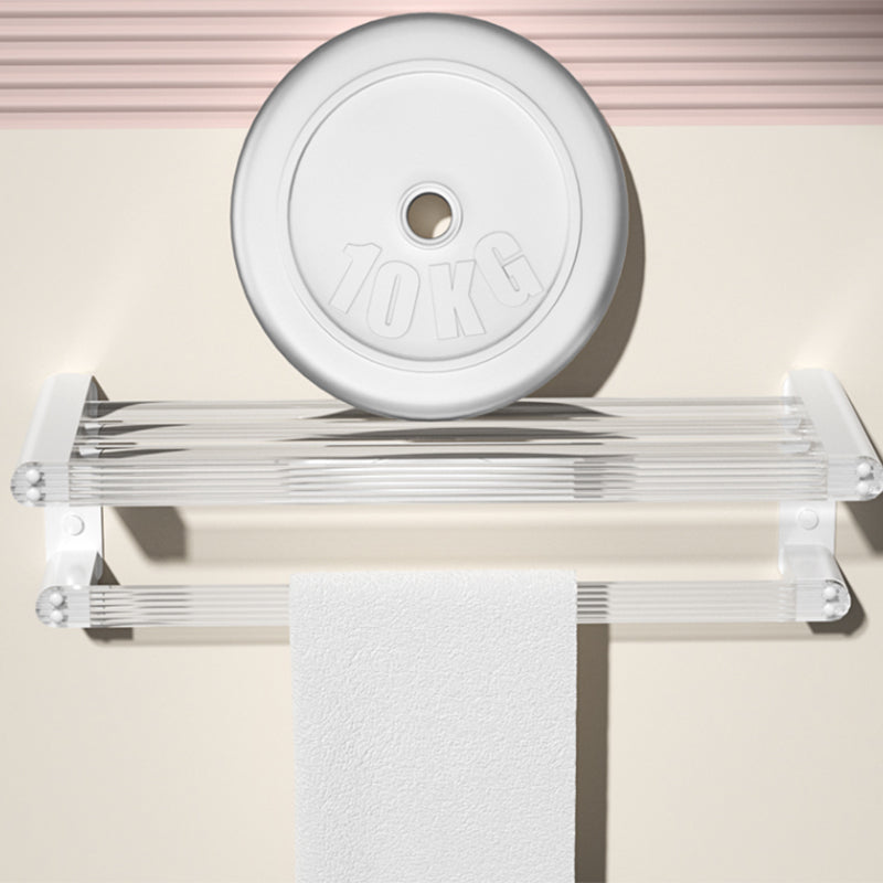BowLift | White Bathroom Accessory Set Metal & Acrylic Bathroom Set with Bath Shelf/Towel Hook