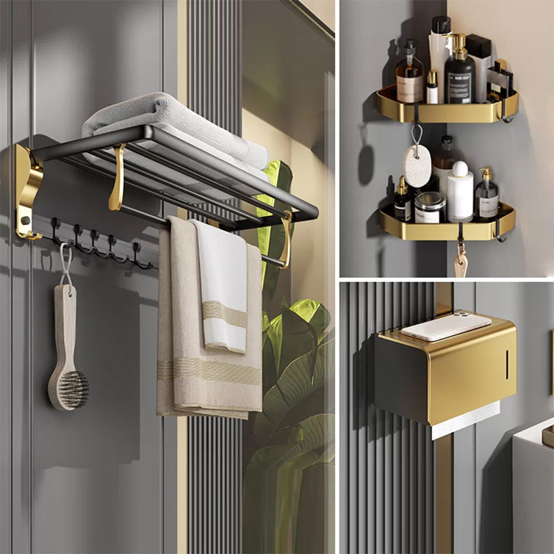 BowLift | Contemporary stainless steel bathroom accessories as a single piece or in a set in black and gold