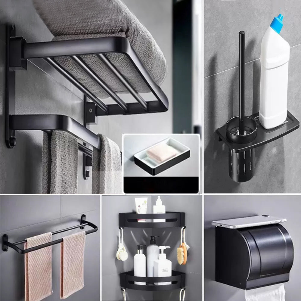 BowLift | Modern Bathroom Accessory Set Black Soap Dish Bath Shelf Bathroom Set