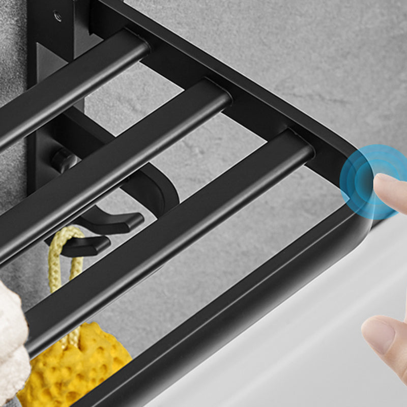 BowLift | Matt Black 5-piece modern bathroom accessory set with bath shelf/tower rod & paper holder