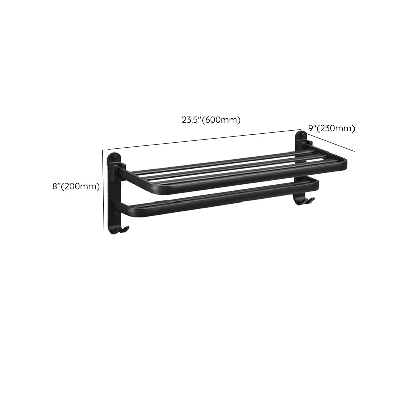 BowLift | Matt Black 5-piece modern bathroom accessory set with bath shelf/tower rod & paper holder