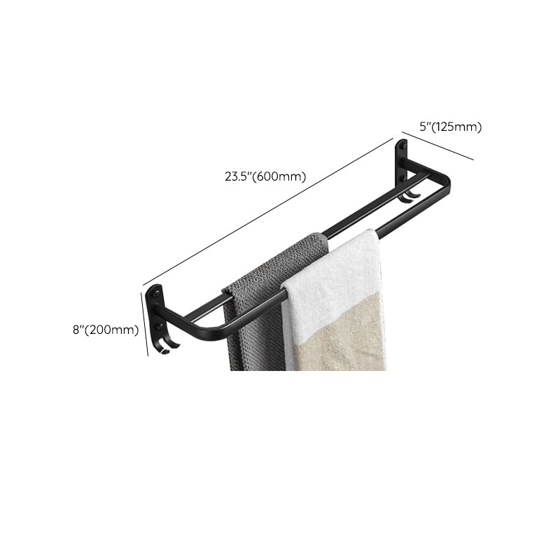 BowLift | Matt Black 5-piece modern bathroom accessory set with bath shelf/tower rod & paper holder