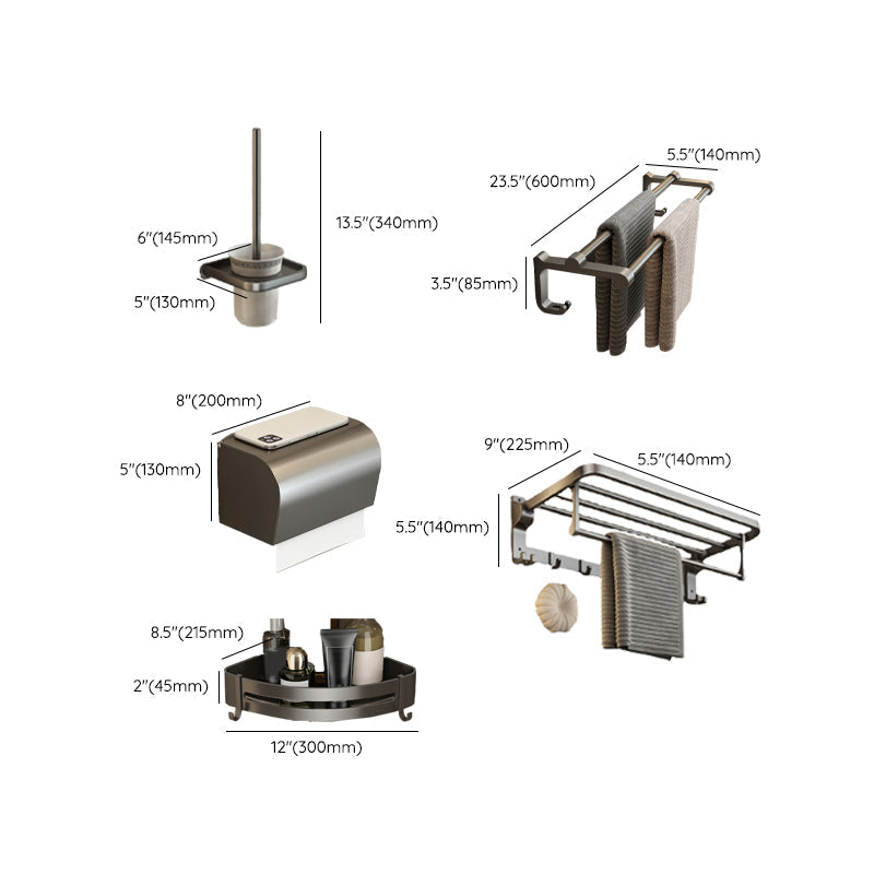 BowLift | Contemporary Bathroom Accessory Set Grey Aluminum Bathroom Accessory Kit