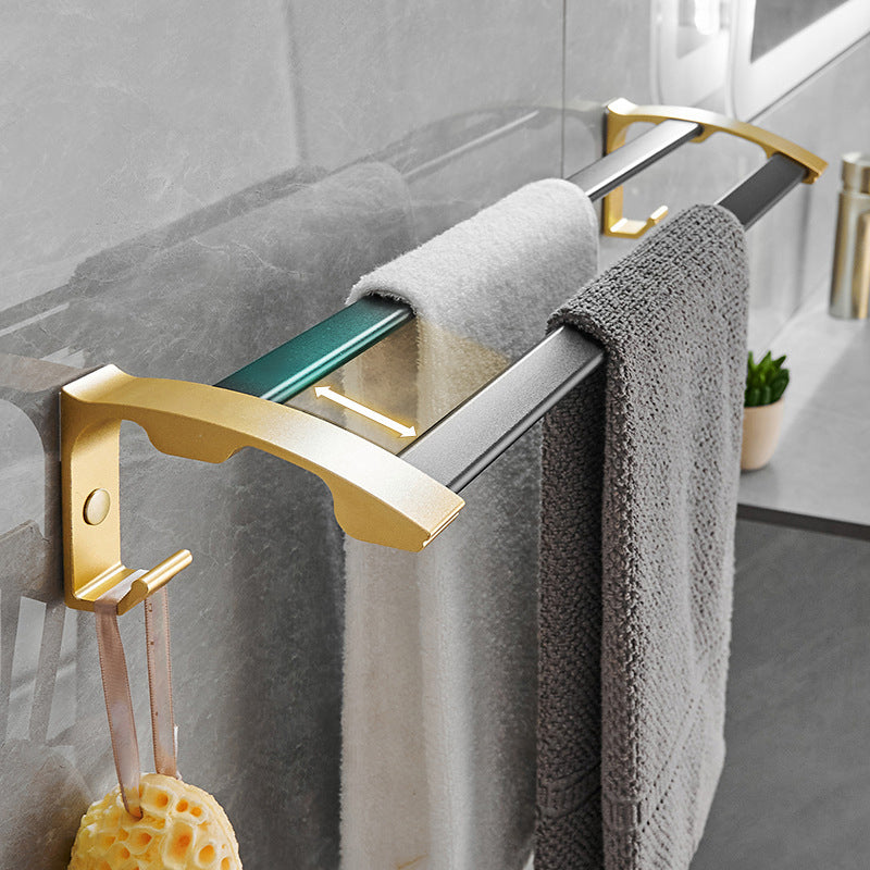 BowLift | Contemporary Bath Accessories Set Black & Golden Bath Shelf/Towel Bar
