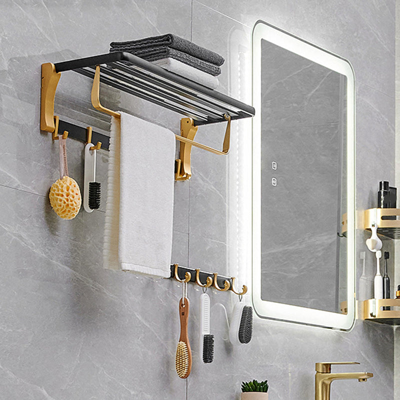 BowLift | Contemporary Bath Accessories Set Black & Golden Bath Shelf/Towel Bar