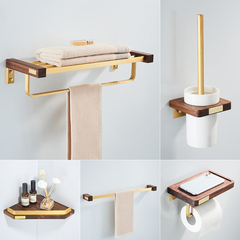 BowLift | Wood and Aluminum Bath Hardware Set Golden Bathroom Accessory Set