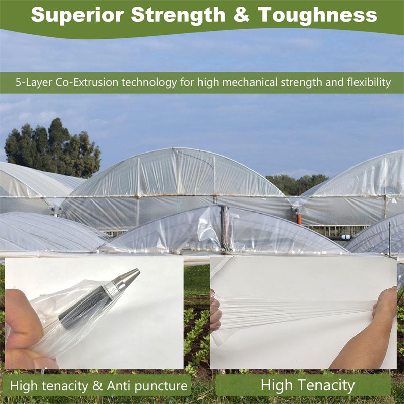 BowLift | 12 x 25 ft Greenhouse Plastic Sheeting 6 Mil Clear Greenhouse Film Polyethylene UV Resistant Sheeting
