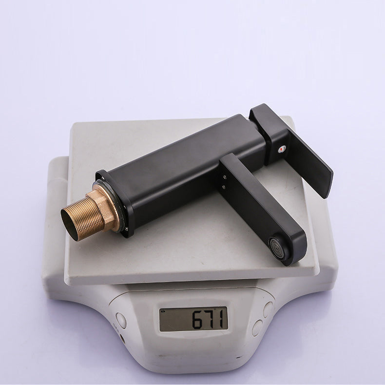 BowLift | Industrial Bathroom Faucet Stainless Steel Lever Handles with Water Hose Sink Faucet