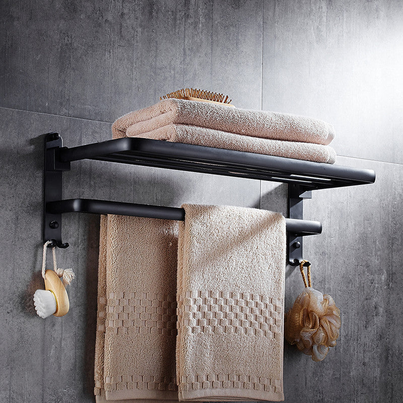 BowLift | Contemporary 8-piece Bathroom Accessory Set Matte Black Bathroom Shelf/Paper Holder/Towel Hook