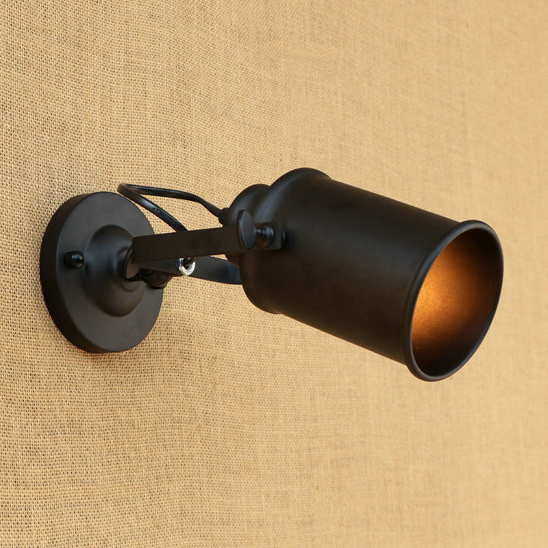 BowLift | Cylinder Metallic Wall Light Antique Style 1 Light Living Room Wall Mounted Light in Black/Rust