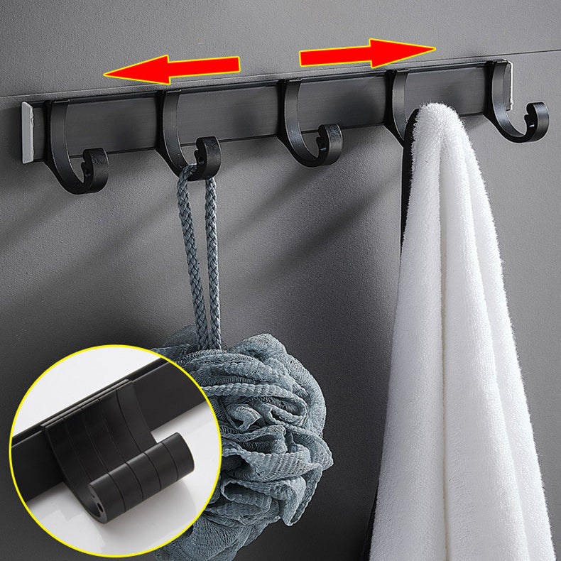 BowLift | 6-piece modern bathroom hardware set in matte black with bathroom shelf/towel holder & bathrobe hook