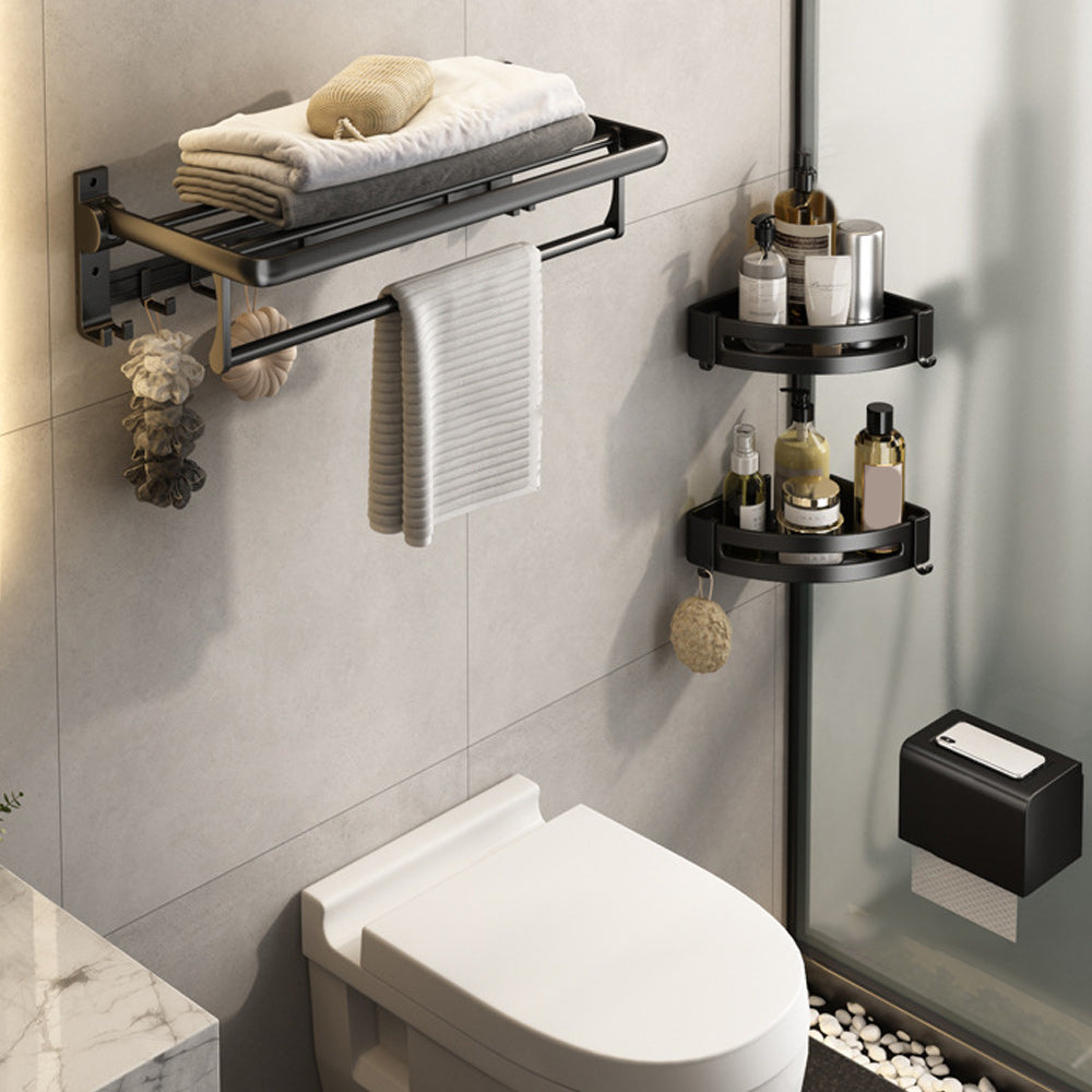 BowLift | Contemporary Bathroom Accessory Set Matte Black Bathroom Set with Bathrobe Hooks/Towel Bar