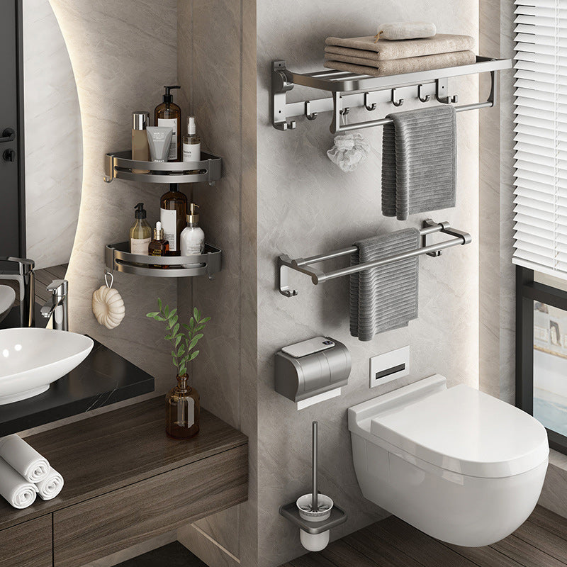 BowLift | Contemporary Gray Bathroom Hardware Set Bathroom Shelf/Towel Bar Including Bathroom Set