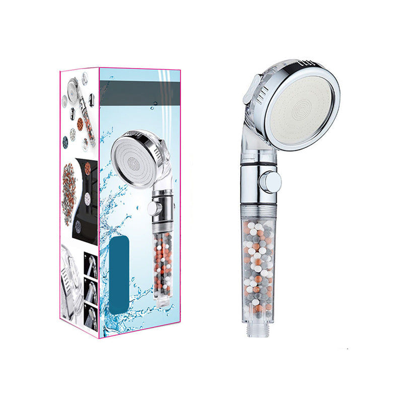 BowLift | Modern Handheld Shower Head Round Filter Ball Spray Head in Silver