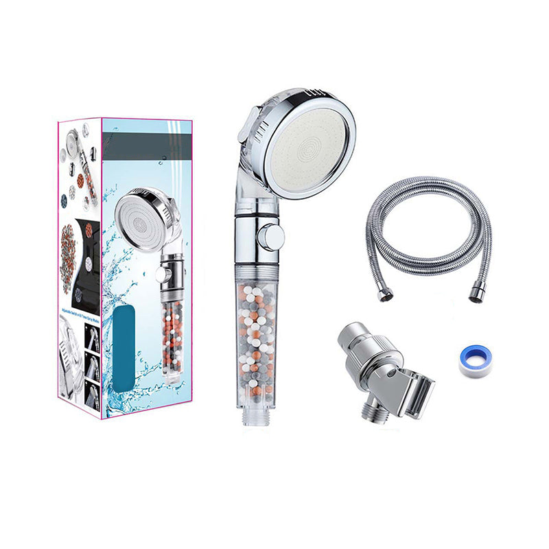 BowLift | Modern Handheld Shower Head Round Filter Ball Spray Head in Silver