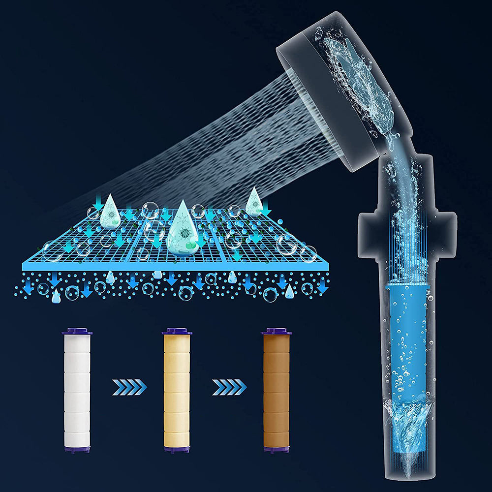 BowLift | Contemporary Handheld Supercharged Showerhead Round 3 Setting Spray Head