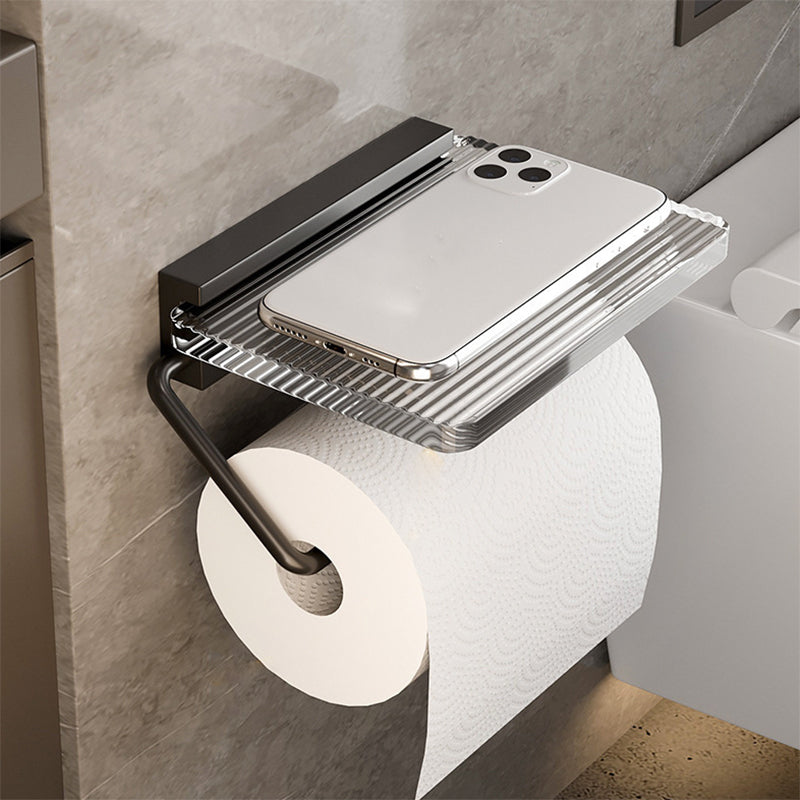 BowLift | Mattes Black Bathroom Hardware Set Metal & Acrylic Bathroom Shelf/Towel Holder/Bathrobe Hook