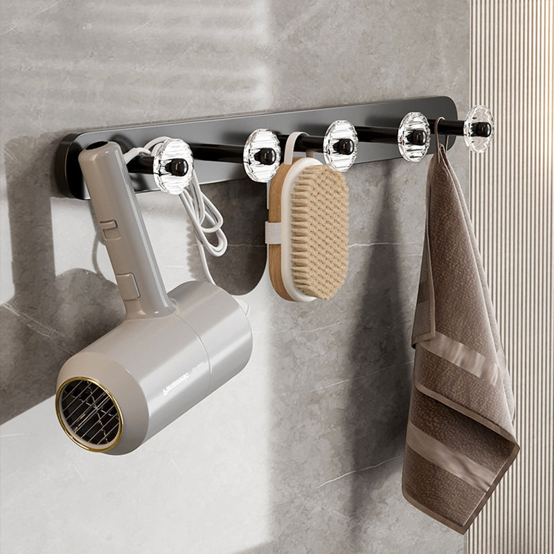 BowLift | Mattes Black Bathroom Hardware Set Metal & Acrylic Bathroom Shelf/Towel Holder/Bathrobe Hook
