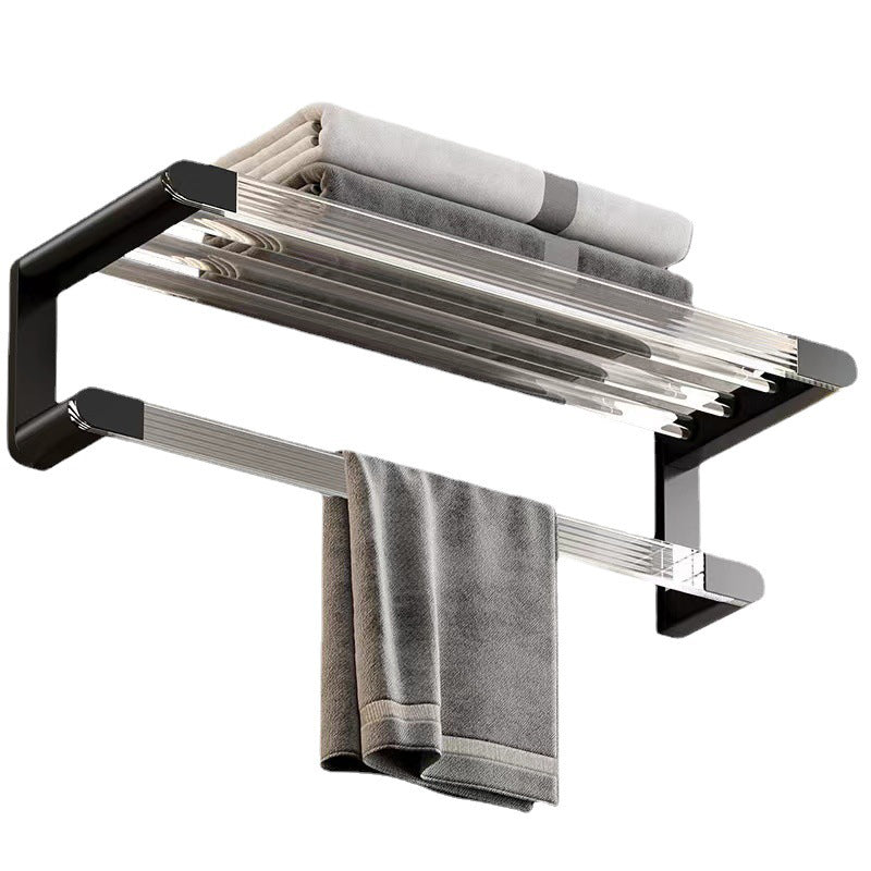 BowLift | Mattes Black Bathroom Hardware Set Metal & Acrylic Bathroom Shelf/Towel Holder/Bathrobe Hook
