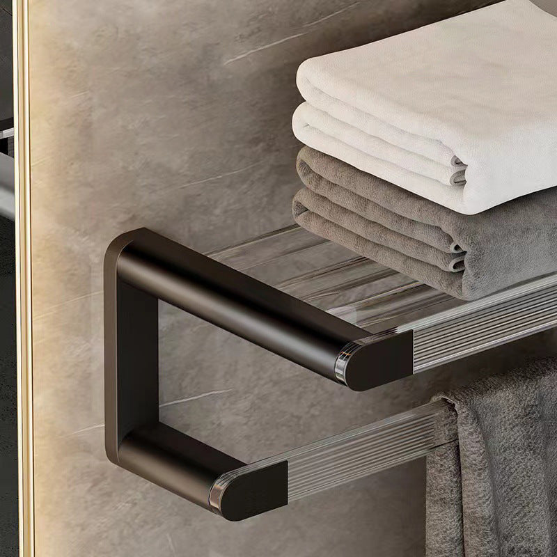 BowLift | Mattes Black Bathroom Hardware Set Metal & Acrylic Bathroom Shelf/Towel Holder/Bathrobe Hook