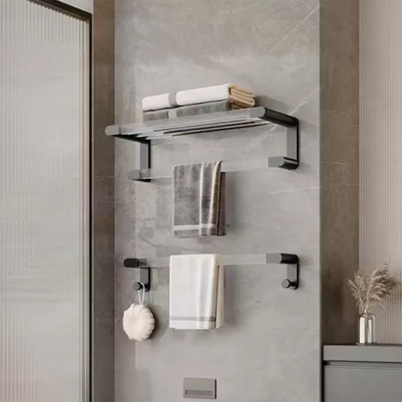 BowLift | Mattes Black Bathroom Hardware Set Metal & Acrylic Bathroom Shelf/Towel Holder/Bathrobe Hook
