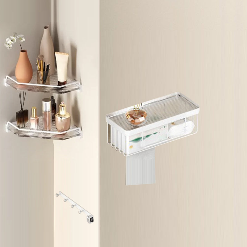 BowLift | White & clear acrylic bathroom accessory set with towel holder/paper holder/robe hooks