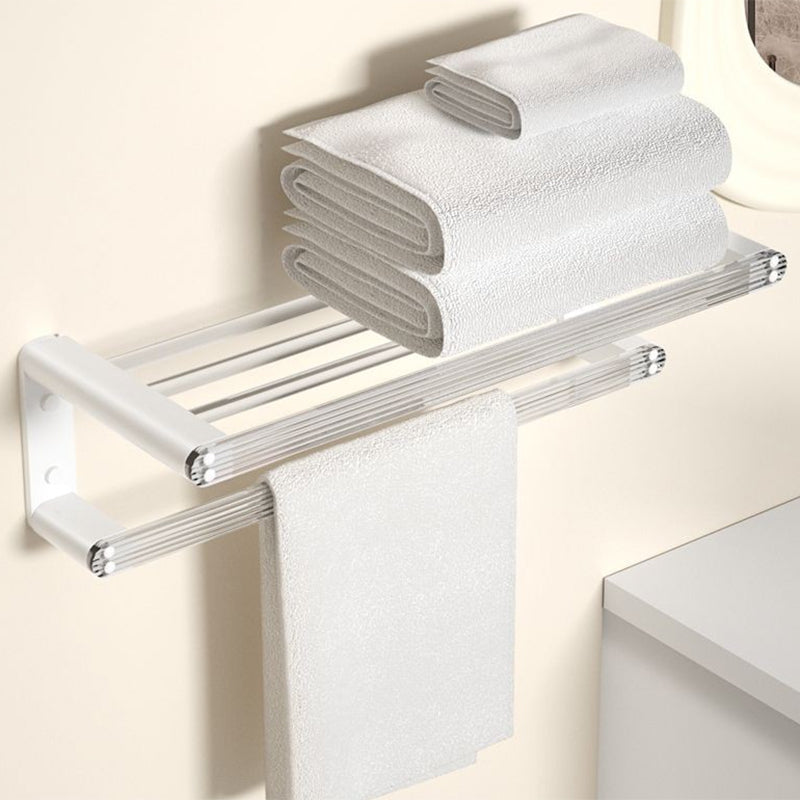 BowLift | White & clear acrylic bathroom accessory set with towel holder/paper holder/robe hooks