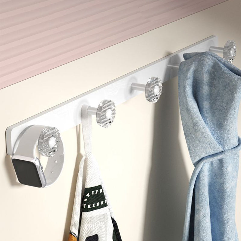 BowLift | White & clear acrylic bathroom accessory set with towel holder/paper holder/robe hooks