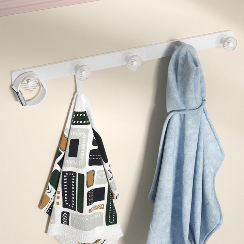 BowLift | White & clear acrylic bathroom accessory set with towel holder/paper holder/robe hooks