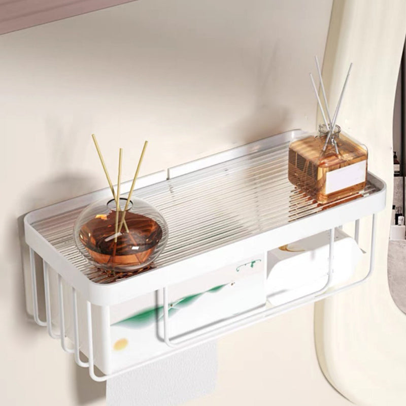 BowLift | White & clear acrylic bathroom accessory set with towel holder/paper holder/robe hooks