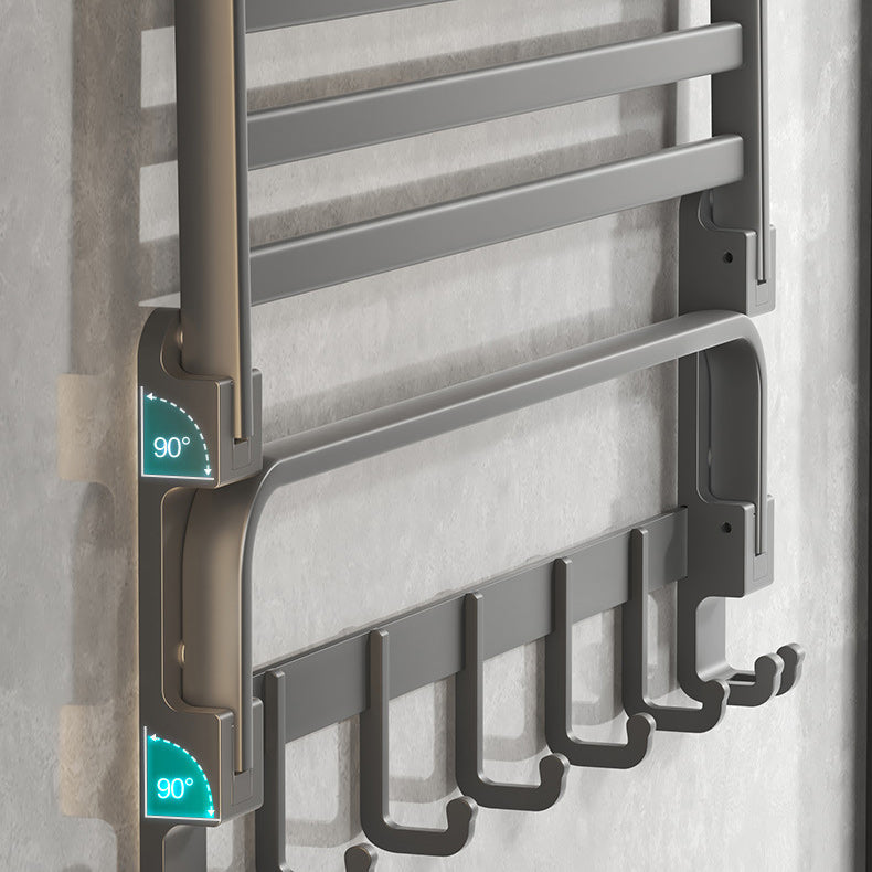 BowLift | Modern gray bathroom hardware set with bath shelf/towel holder/robe hook/toilet paper holder