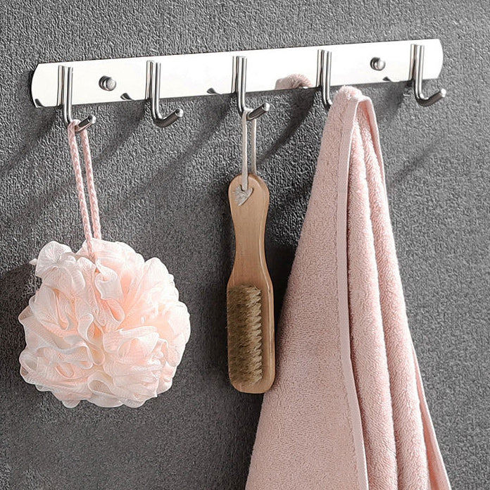 BowLift | Polished Chrome Bathroom Accessories Set made of Stainless Steel with Bathroom Shelf/Bathrobe Hook/Towel Bar
