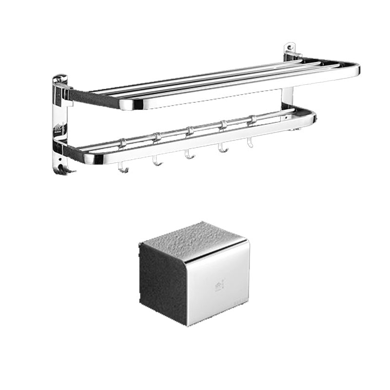 BowLift | Polished Chrome Bathroom Accessories Set made of Stainless Steel with Bathroom Shelf/Bathrobe Hook/Towel Bar