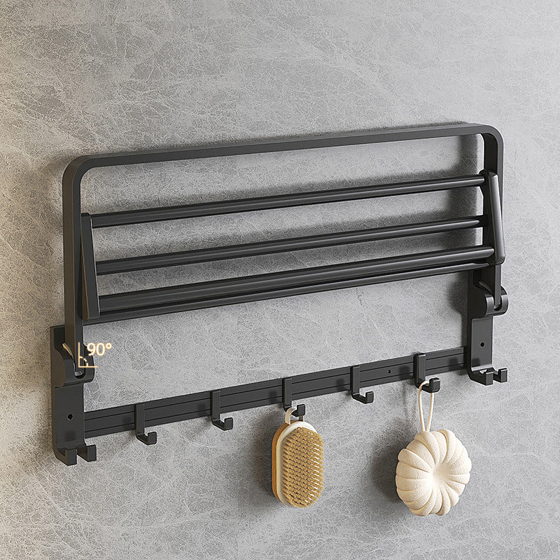 BowLift | Modern Matte Black Bathroom Accessory Set with Bath Shelf/Towel Hooks/Towel Bar