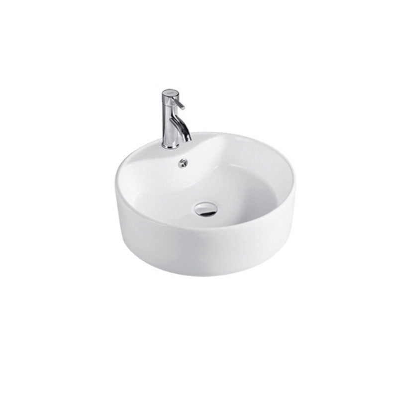 BowLift | Contemporary Sink Porcelain Water Trough with Round Shape (Faucets Not Included)