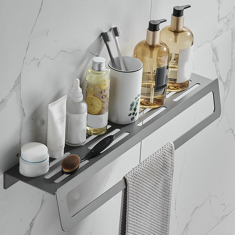 BowLift | 7-piece Bathroom Hardware Set Matte Black/Grey with Bath Shelf/Towel Holder/Bath Towel Hook