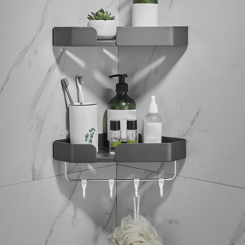 BowLift | 7-piece Bathroom Hardware Set Matte Black/Grey with Bath Shelf/Towel Holder/Bath Towel Hook