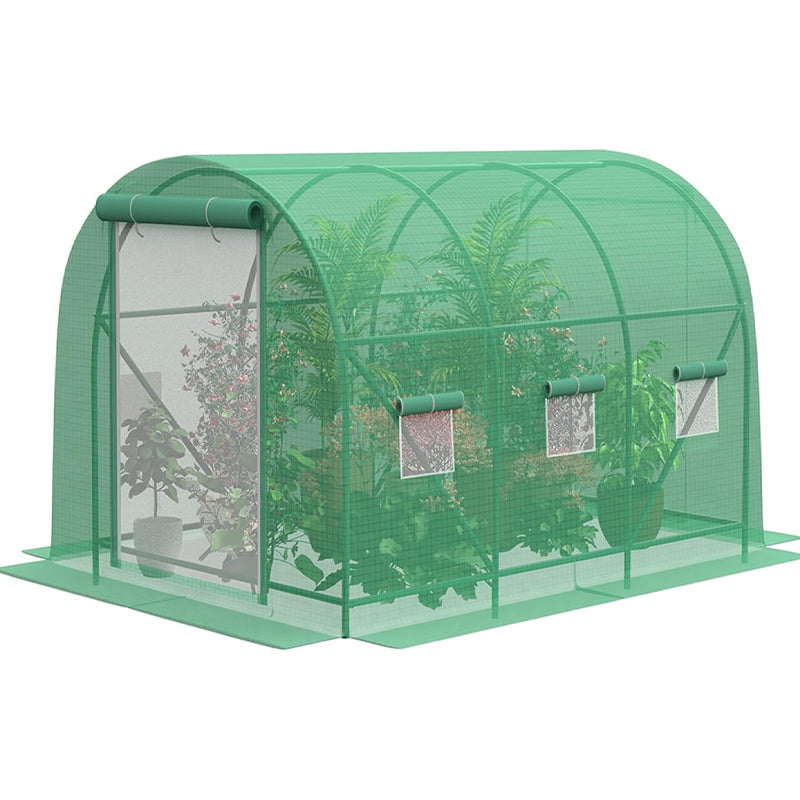 BowLift | 10x7x7FT Walk-in Tunnel Greenhouse with 6 Screen Windows Reinforced Frame Green House