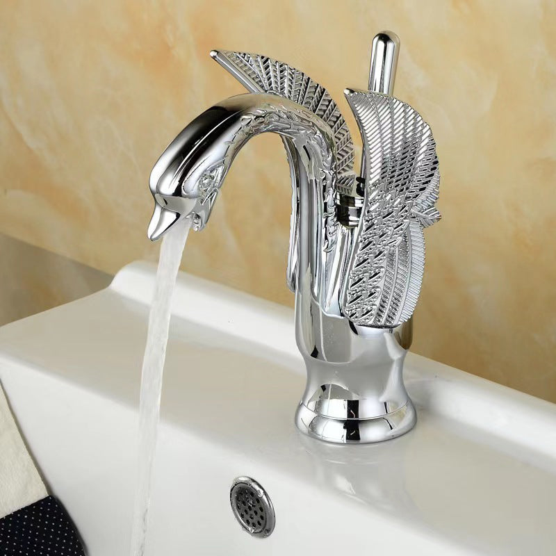 BowLift | Full brass bathroom sink faucet hot and cold water single handle sink faucet