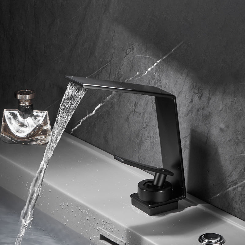 BowLift | Metal Waterfall Spout Sink Faucet Lever Handles Vessel Sink Faucet