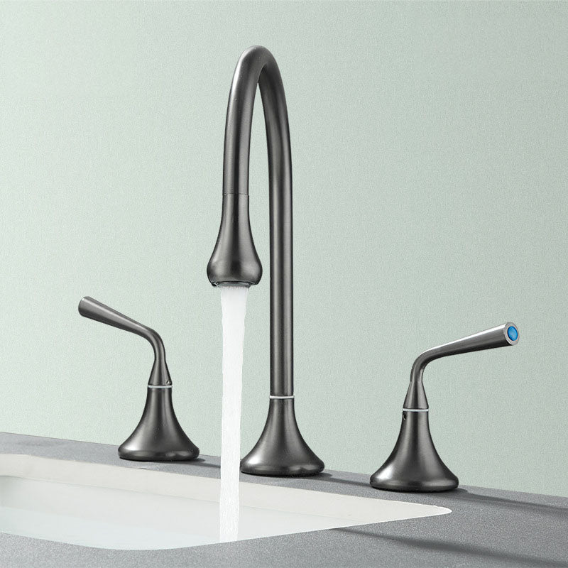 BowLift | Double Handle Tub Spout Deck Mounted High Arc Brass Modern Roman Tub Spout