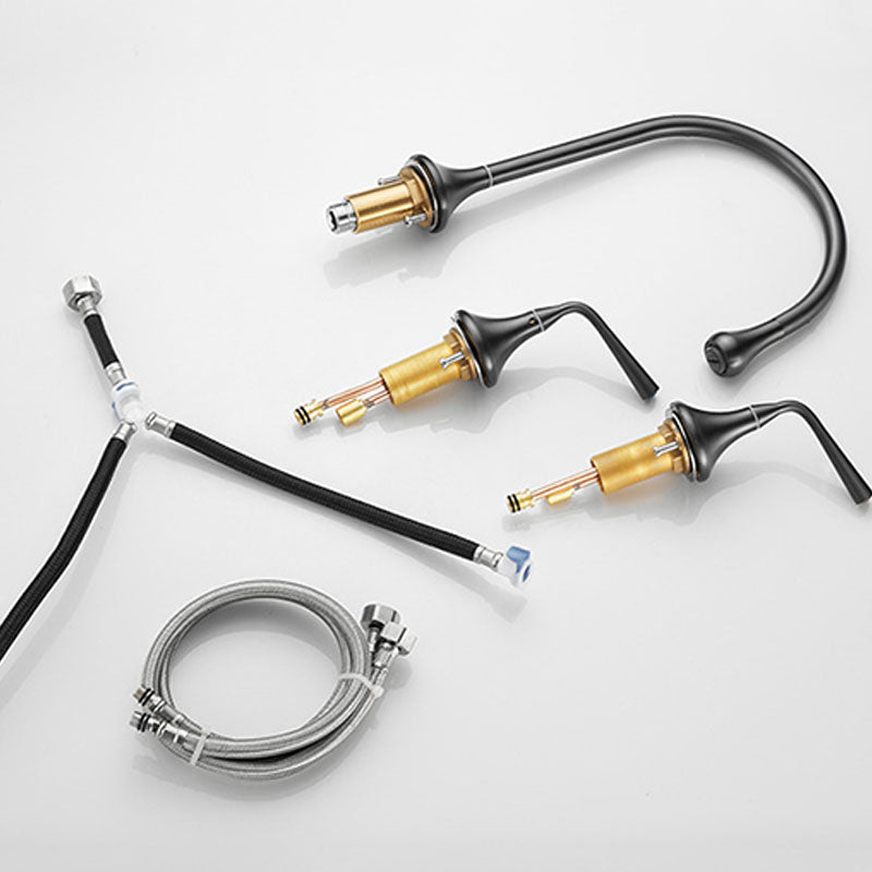 BowLift | Double Handle Tub Spout Deck Mounted High Arc Brass Modern Roman Tub Spout