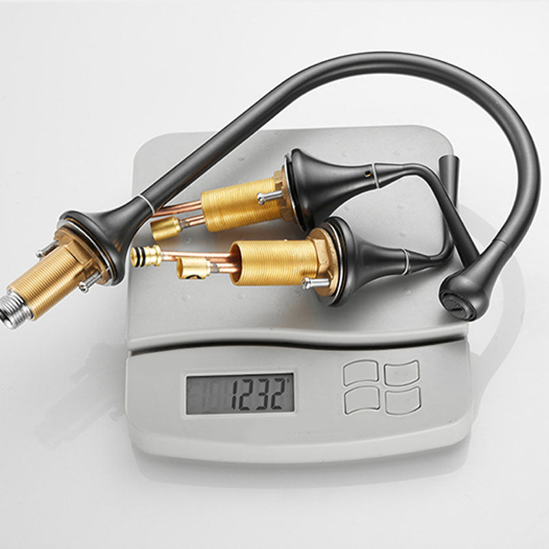 BowLift | Double Handle Tub Spout Deck Mounted High Arc Brass Modern Roman Tub Spout