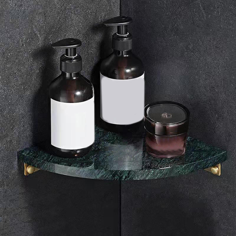 BowLift | 2-piece marble bathroom shelf brass bathroom accessory set in white/green