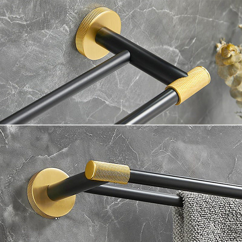 BowLift | 5-piece modern bathroom accessory set made of black brass bathroom hardware