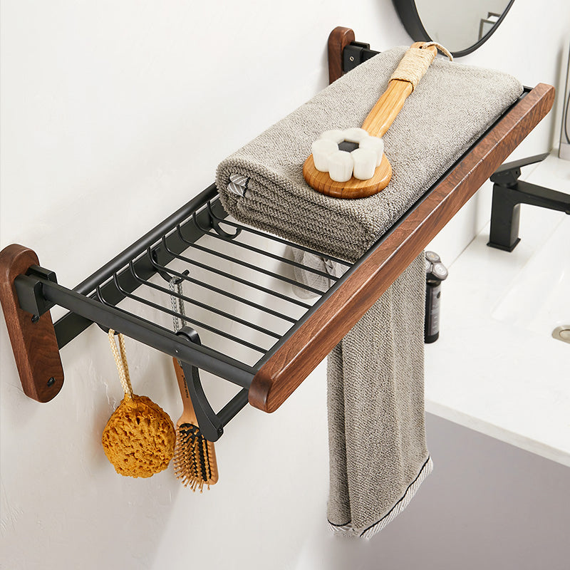 BowLift | Walnut Brown Bathroom Accessory Set Metal Folding Bath Hardware Set