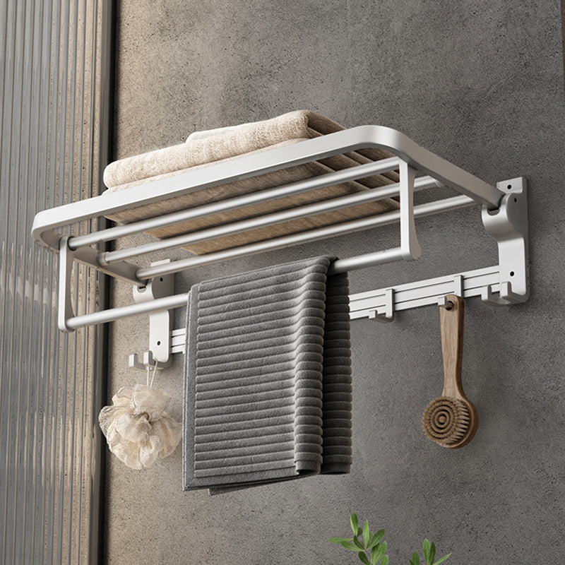 BowLift | Contemporary Silver Metal Bathroom Fixture Set with Triangle Bathroom Shelf