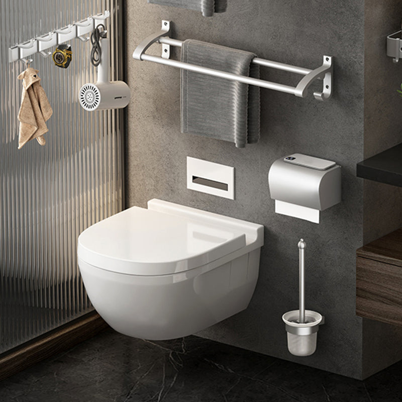 BowLift | Contemporary Silver Metal Bathroom Fixture Set with Triangle Bathroom Shelf