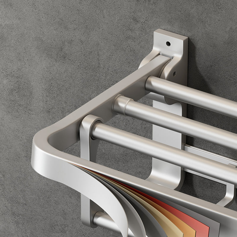 BowLift | Contemporary Silver Metal Bathroom Fittings Set with Triangle Bathroom Shelf