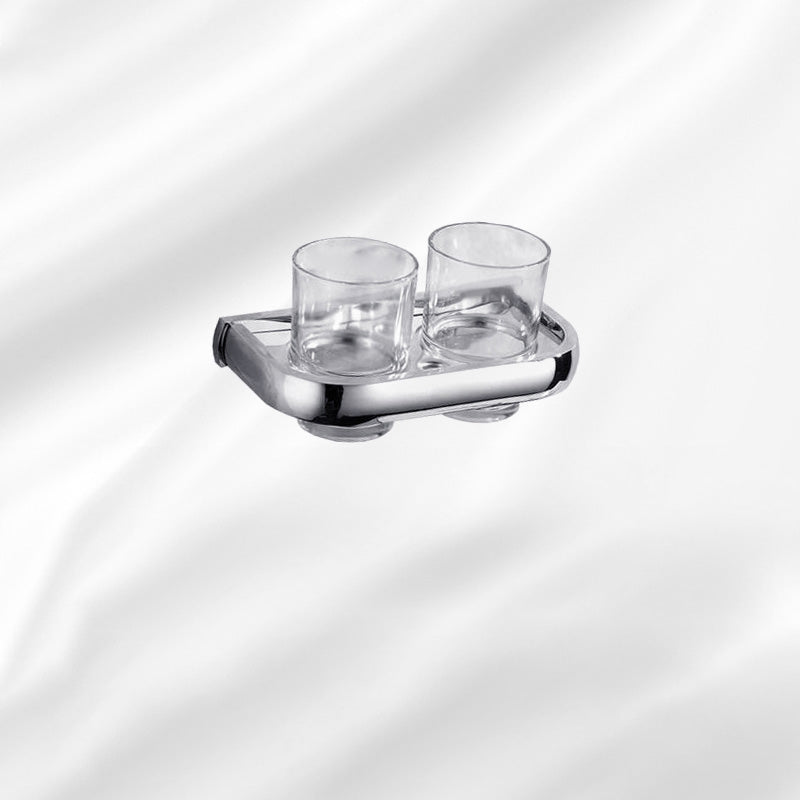 BowLift | Contemporary silver bathroom set with bathroom shelf and towel rail